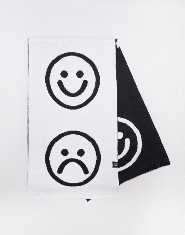Lazy Oaf Monochrome Happy Sad Scarf Black