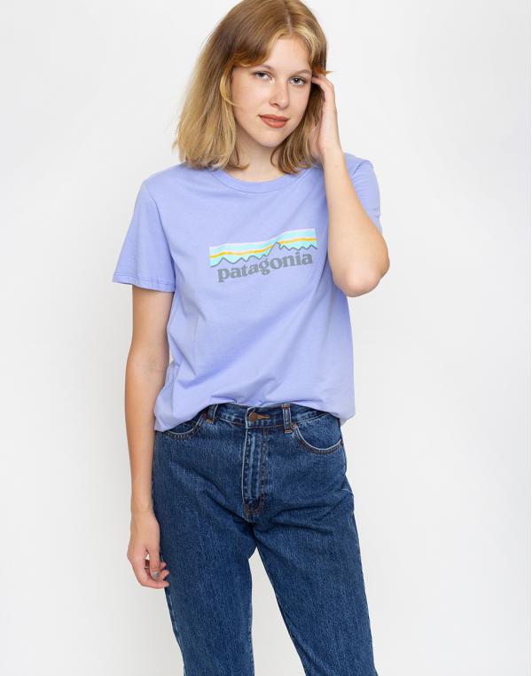 Patagonia Pastel P-6 Logo Organic Crew T-Shirt Light Violet Blue M