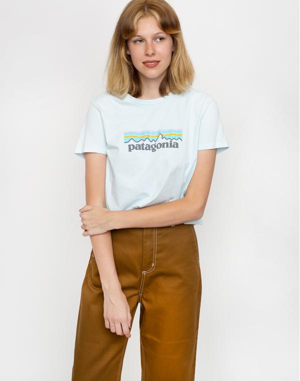 Patagonia Pastel P-6 Logo Organic Crew T-Shirt Atoll Blue M