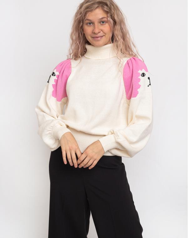 Lazy Oaf Poodle Puff Sleeve Knitted Jumper White L