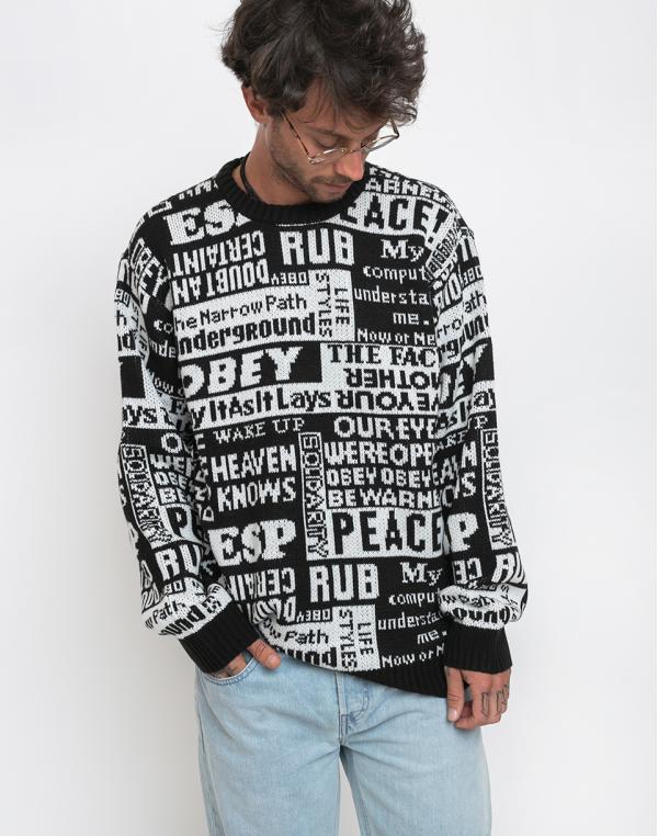 Obey Post Sweater BLACK MULTI M