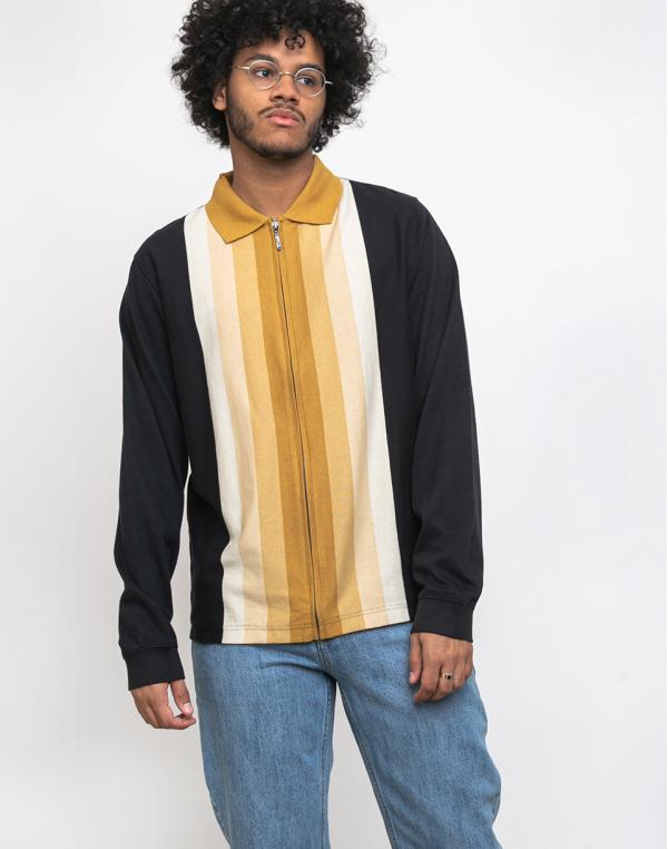 Stüssy Preston Full Zip LS Polo Black XL