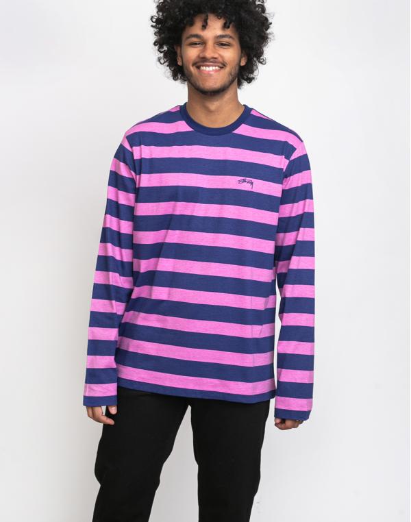 Stüssy Printed Stripe LS Crew Blue S