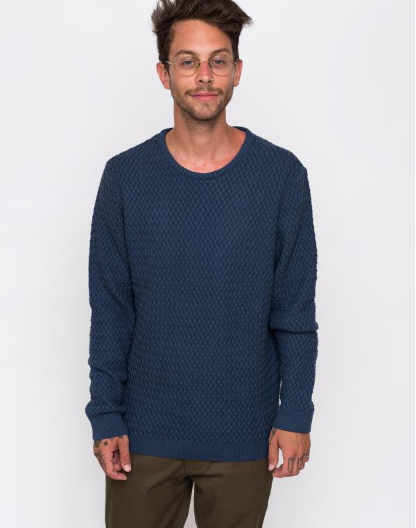 Knowledge Cotton Small Diamond Knit 1188 Dark Denim XL