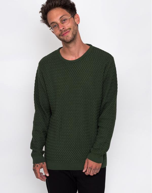 Knowledge Cotton Small Diamond Knit 1278 Green Forest L