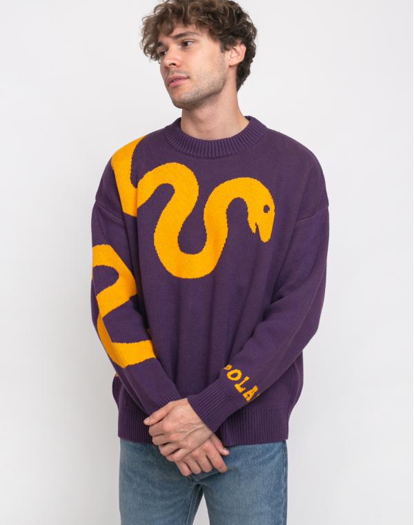 Polar Skate Co. Snake Knit Sweater Prune/Orange L