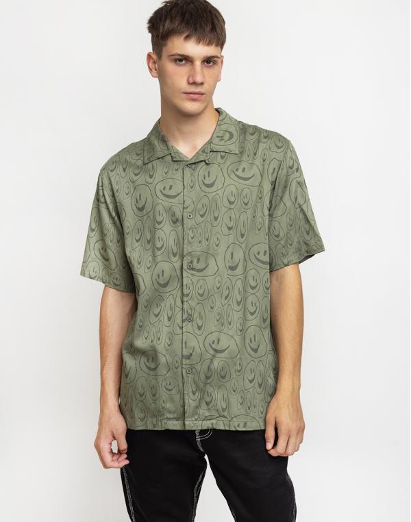 Lazy Oaf Squish Face Bowling Shirt Green S