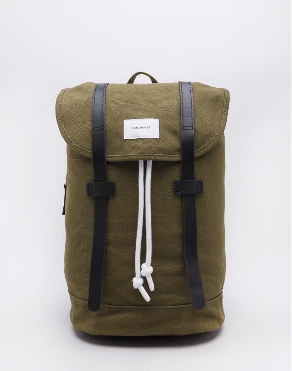 Sandqvist Stig Dark Olive with Black Leather