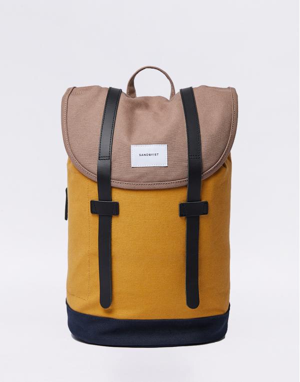 Sandqvist Stig Multi Earth Brown / Honey Yellow / Navy with Natural Leather