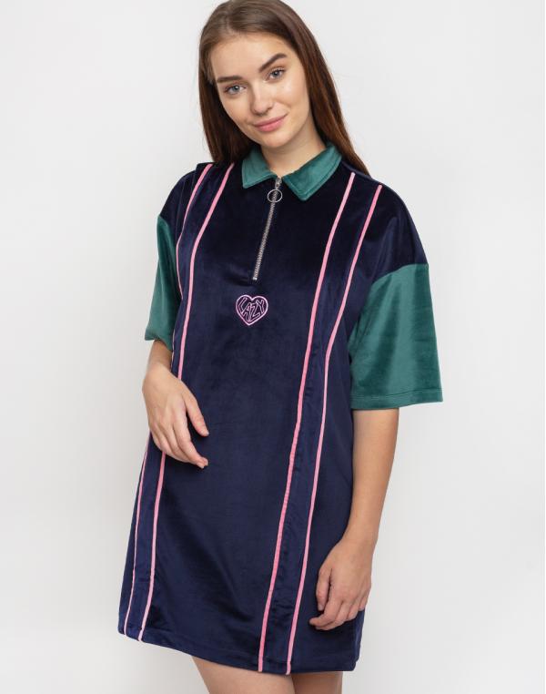 Lazy Oaf Touchy Feely Velour Dress Blue L
