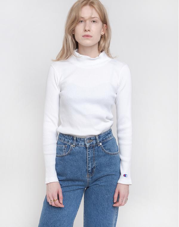 Champion Turtle Neck Long Sleeves T-Shirt WHT L