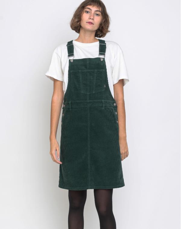 Dr. Denim Vida Pinafore Dress Deep Green Cord XS