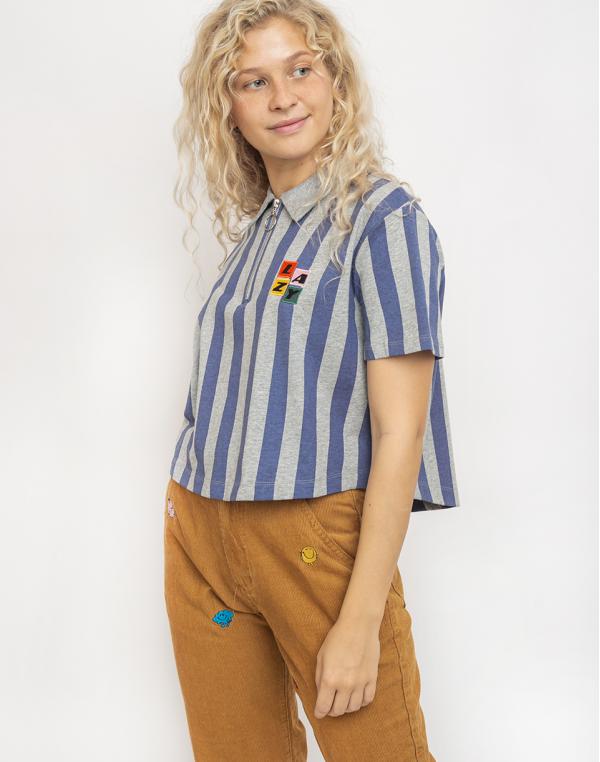 Lazy Oaf Warm Up Crop Shirt Grey Marl L