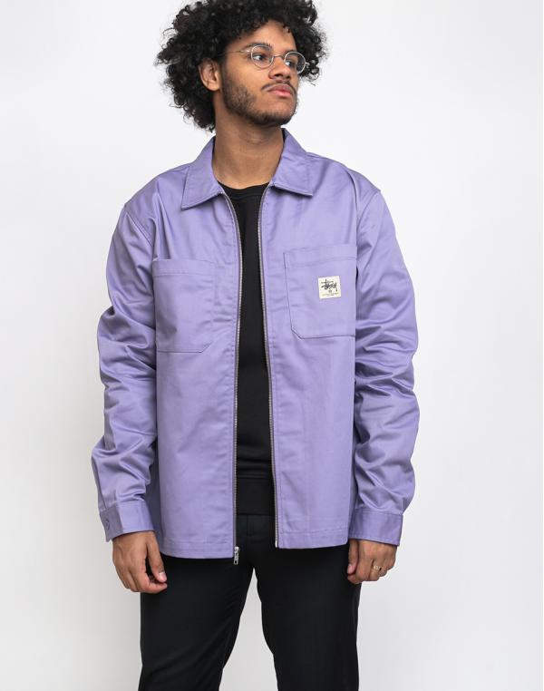 Stüssy Zip Up Work LS Shirt Lavendar L