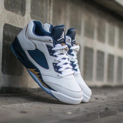 Air Jordan 5 Retro Low White/ Metallic Gold Star- Mid Navy