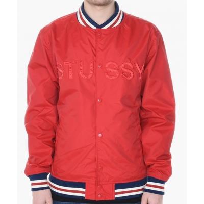 Stüssy Logo Stadium Jacket Red