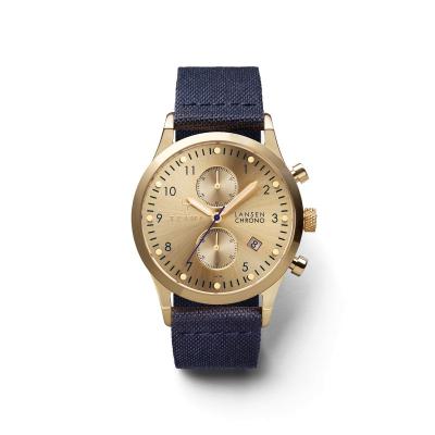 TRIWA Gold Lansen Chrono - Navy Canvas Classic