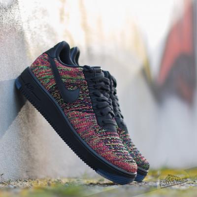 Nike Air Force Ultra Flyknit Low Black/ Black- Bright Crimson- Court Purple