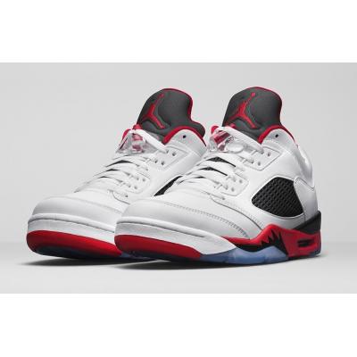 Air Jordan 5 Retro Low White/ Fire Red - Black
