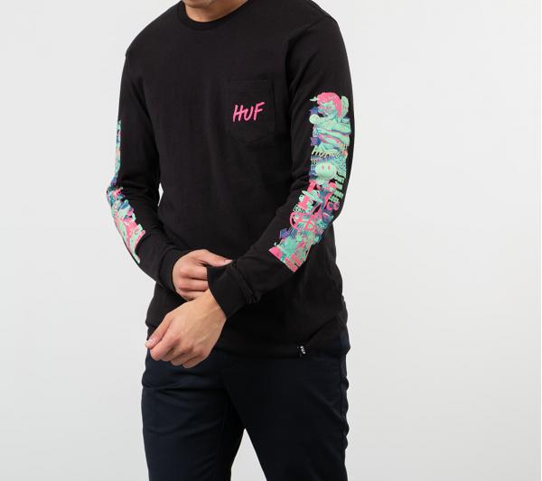 HUF Short Term Long Sleeve Pocket Tee Black