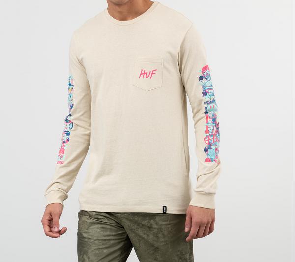 HUF Short Term Pocket Long Sleeve Tee Oystter White