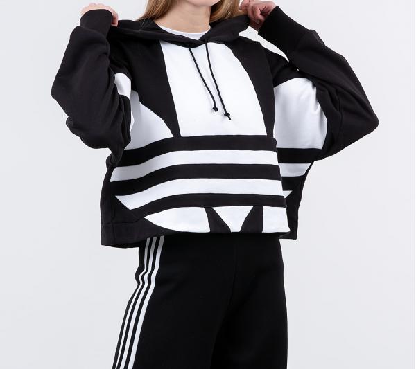 adidas Large Logo Cropped Hoodie Black/ White