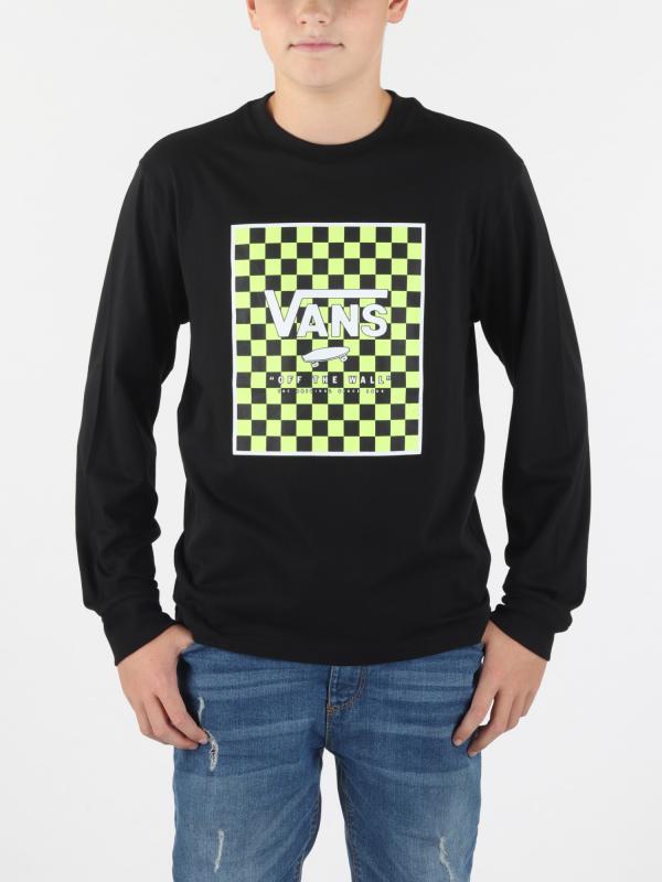 Tričko Vans By Print Box Ls Boys Black/Sharp Green Černá