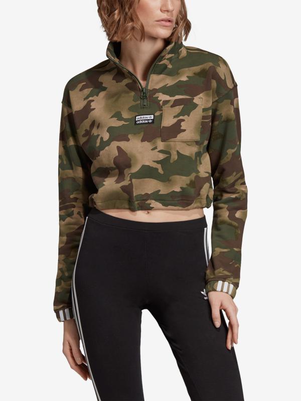 Mikina adidas Originals Half Zip Aop Zelená