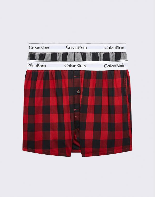 Calvin Klein Boxer Slim 2PK Buffalo Check Temper/ Grey Heather. L