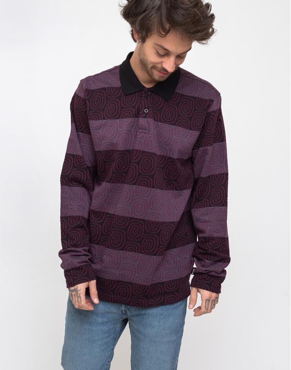 Stüssy Swirl Stripe LS Polo Black M