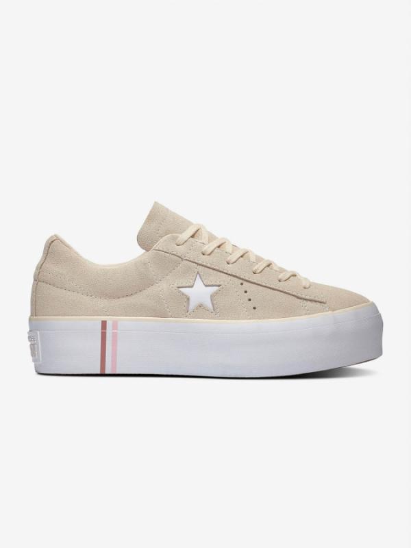 Boty Converse One Star Platform Seasonal Suede Béžová