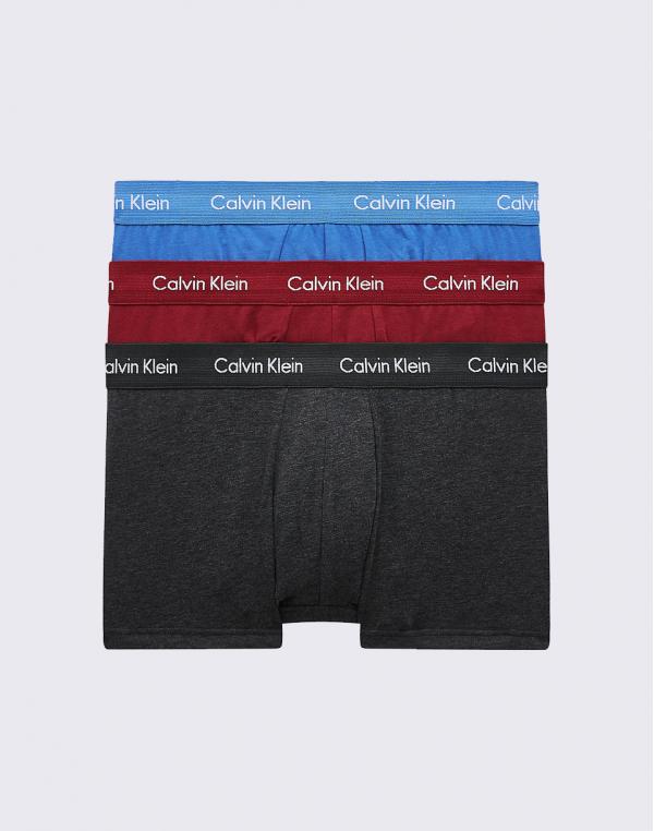 Calvin Klein Low Rise Trunk 3pk Lfv Charcoal H/ Rasp Jam/ Bright Cobalt M