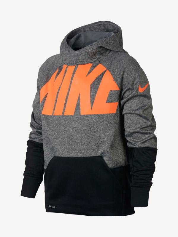 Mikina Nike B Nk Thrma Hoodie Po Gfx Šedá