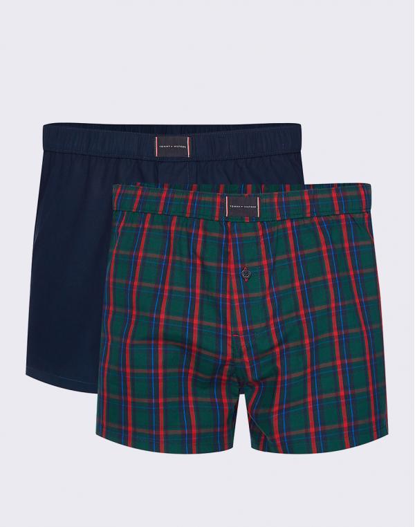 Tommy Hilfiger 2P Woven Boxer Tartan 000 Navy Blazer/Botanical Garden L