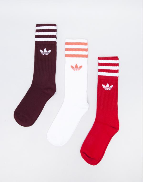 adidas Originals Solid Crew Sock Collegiate Burgundy/ Scarlet/ White 35-38