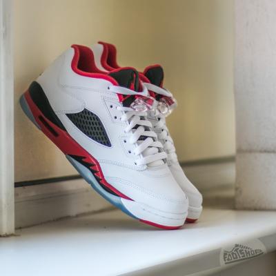 Air Jordan 5 Retro Low (GS) White/ Fire Red-Black