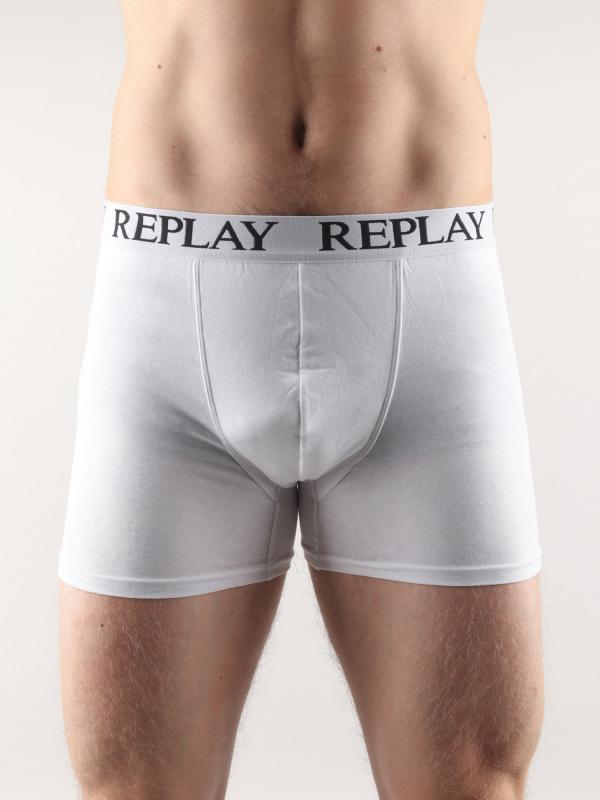 Boxerky Replay Boxer Style 01/C Basic Cuff Logo 2Pcs Box Černá