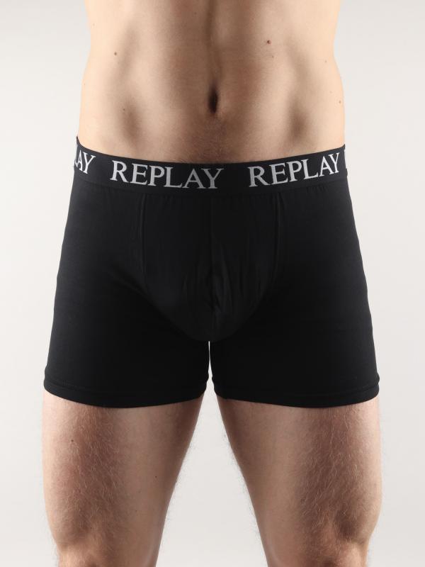 Boxerky Replay Boxer Style 01/C Basic Cuff Logo 2Pcs Box Černá