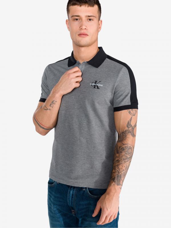 Polo triko Calvin Klein Šedá