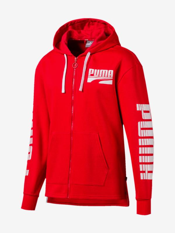 Mikina Puma Rebel Bold Fz Hoody Fl Červená