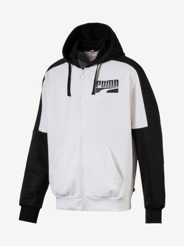 Mikina Puma Rebel Block Fz Hoody Fl Bílá
