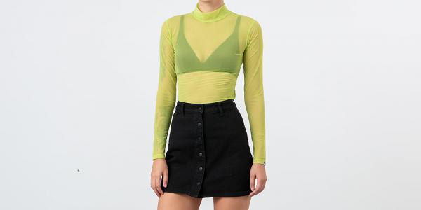 Lazy Oaf Sheer Turtleneck Lime