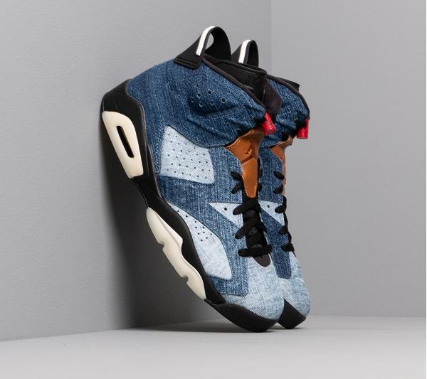 Air Jordan 6 Retro Washed Denim/ Black-Sail-Varsity Red