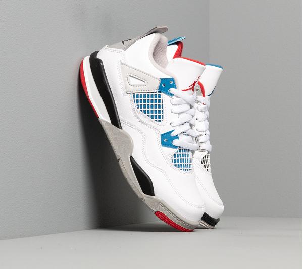 Jordan 4 Retro (PS) White/ Military Blue-Fire Red-Tech Grey