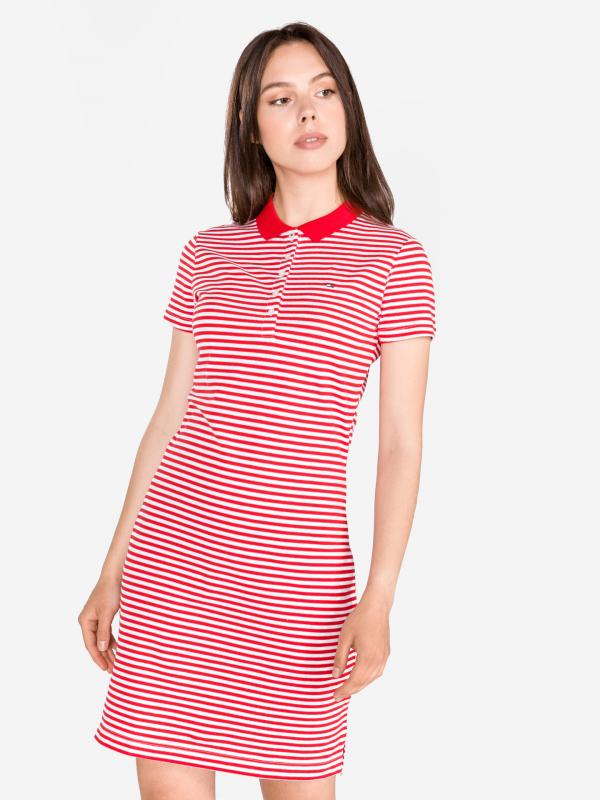 New Chiara Polo Šaty Tommy Hilfiger Červená