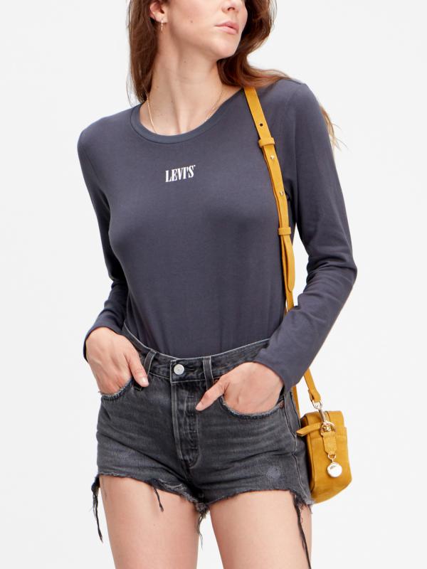 Tričko Levi's® Graphic Ls Bodysuit 90S Serif Bodysuit Modrá