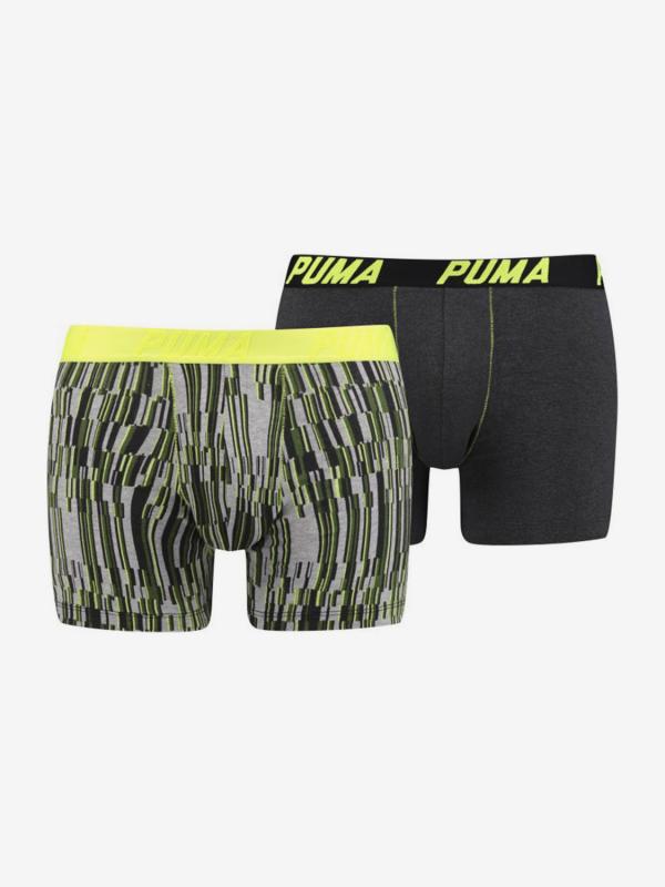 Boxerky Puma Basic Boxer 2 Pack Digital Print Šedá