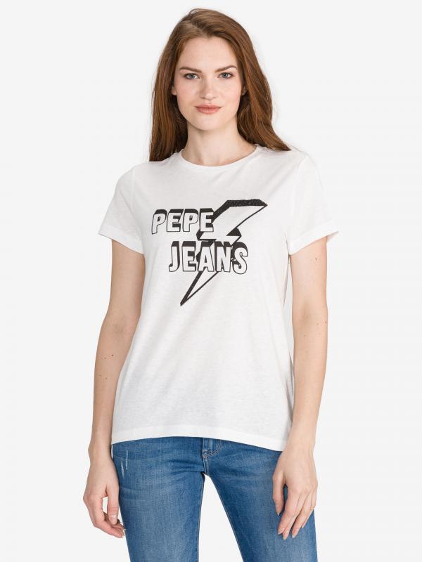 Clover Triko Pepe Jeans Bílá