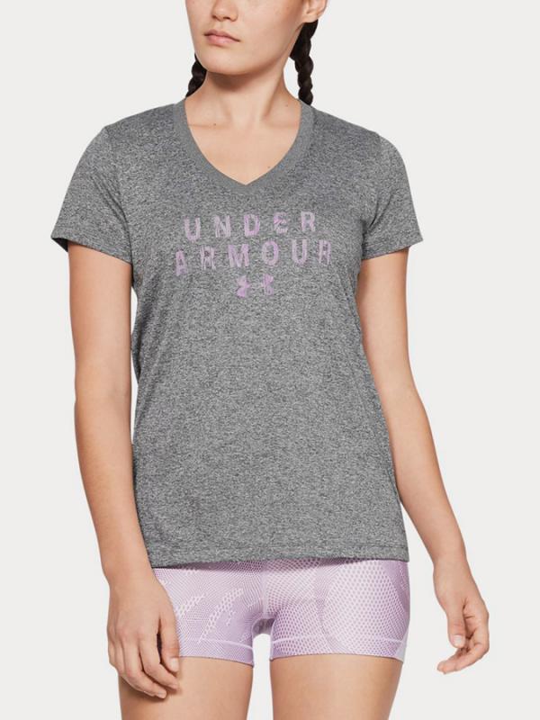 Tričko Under Armour Tech Ssv Graphic Šedá