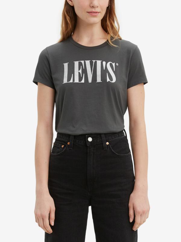 Tričko Levi's® The Perfect Tee 90S Serif T3 Forged Ir Černá